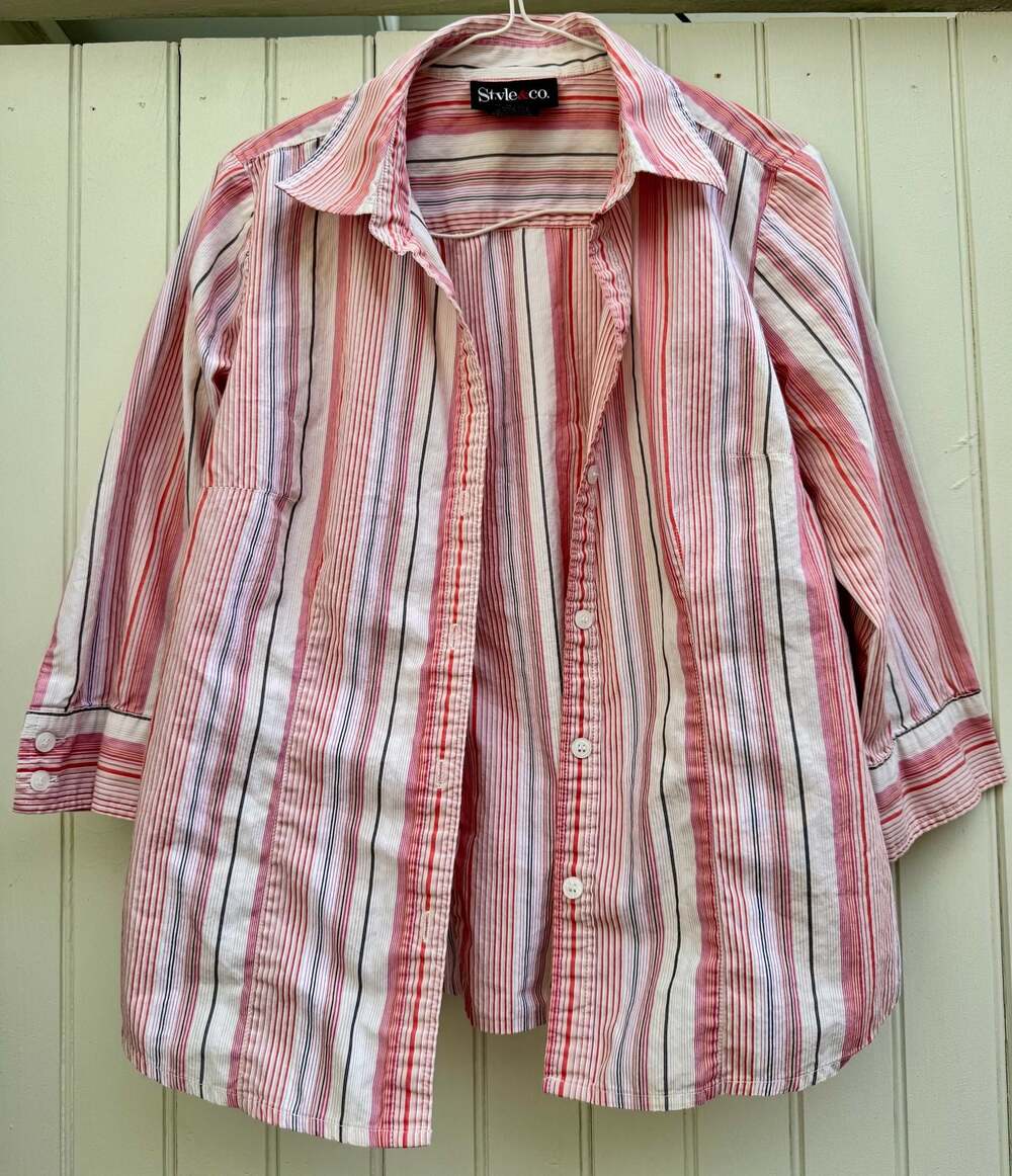 Style & Co. Women's Striped Button Down Shirt Size 8